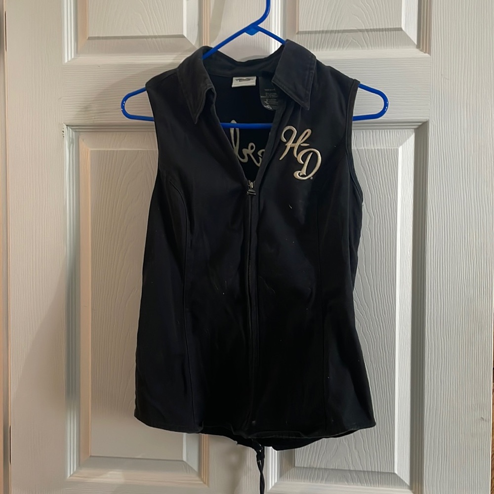 Harley Davidson Denim Embroidered Vest